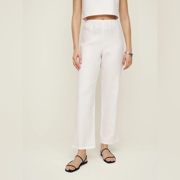 Reformation Remi Cropped Linen Pant White - Picture 2 of 11